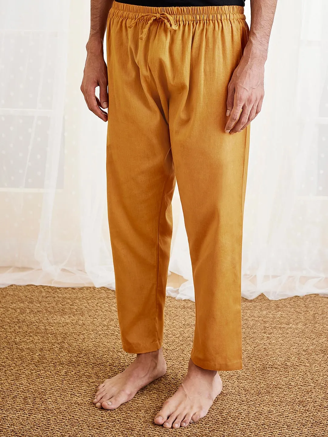 Jashvi Men's Dusty Saffron Cotton Pyjama