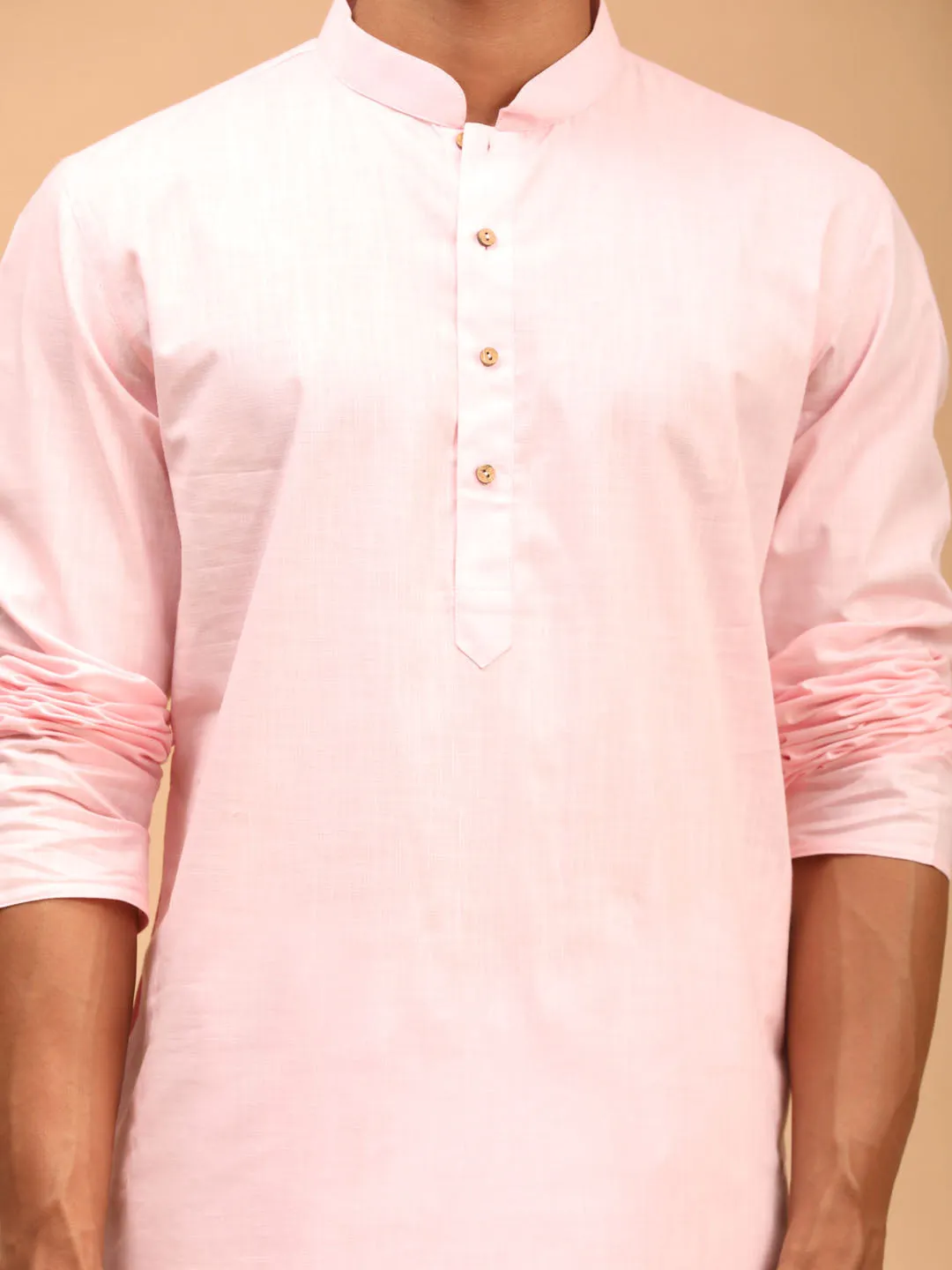 Jashvi Men's Gray Printed Cotton Nehru Jacket With Pink Kurta And White Pyjama Set