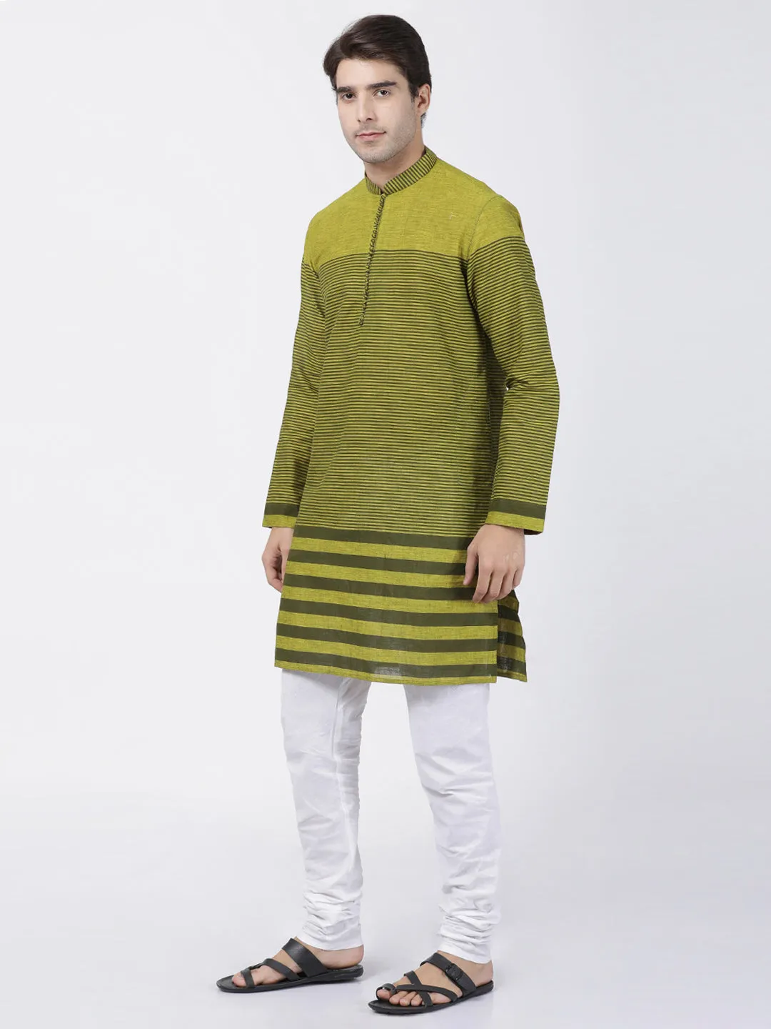 Jashvi Men's Green Pure Cotton Kurta and Pyjama Set