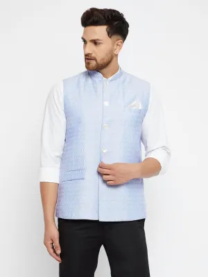 Jashvi Men's Lavender acquard Nehru Jacket