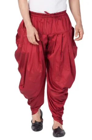 Jashvi Men's Maroon Cotton Silk Blend Dhoti