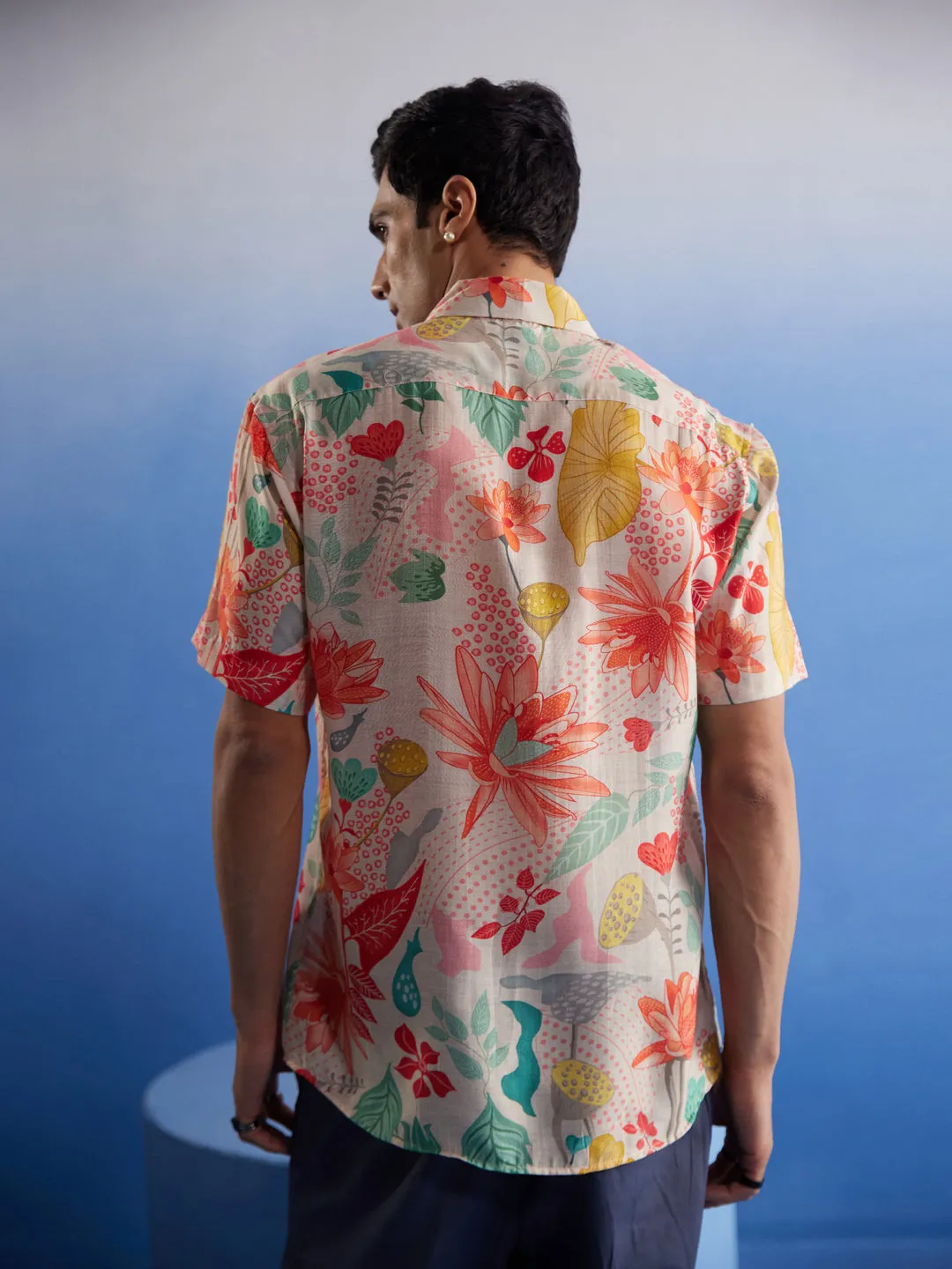 Jashvi Men's Multicolor Floral Printed Half Shirt