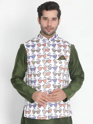 Jashvi Men's Multicolor Silk Blend Ethnic Jacket