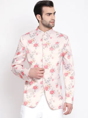 Jashvi  Men's Peach Silk Blend Jodhpuri