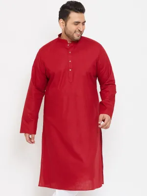 Jashvi Men's Plus size Maroon Cotton Kurta