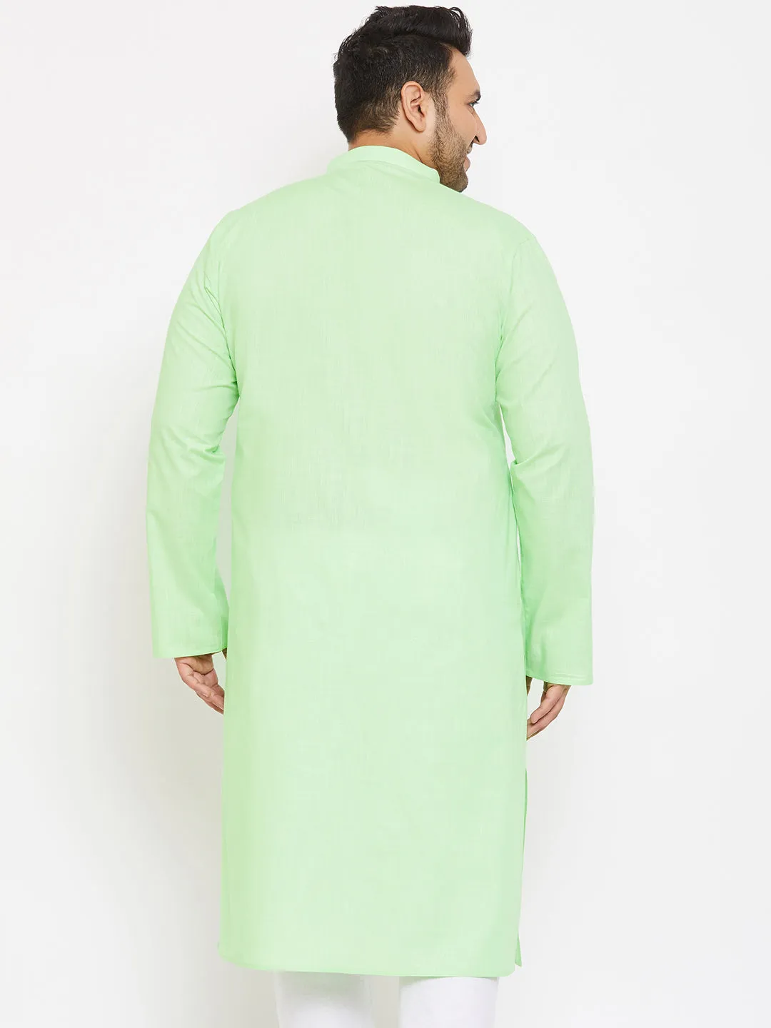 Jashvi Men's Plus Size Mint Green Cotton Kurta