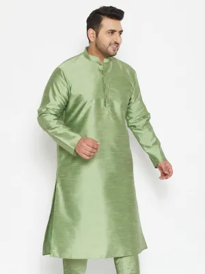 Jashvi Men's Plus Size Mint Green Silk Blend Kurta