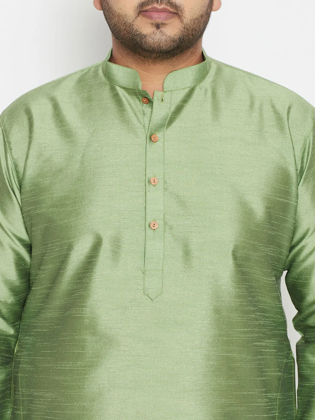 Jashvi Men's Plus Size Mint Green Silk Blend Kurta