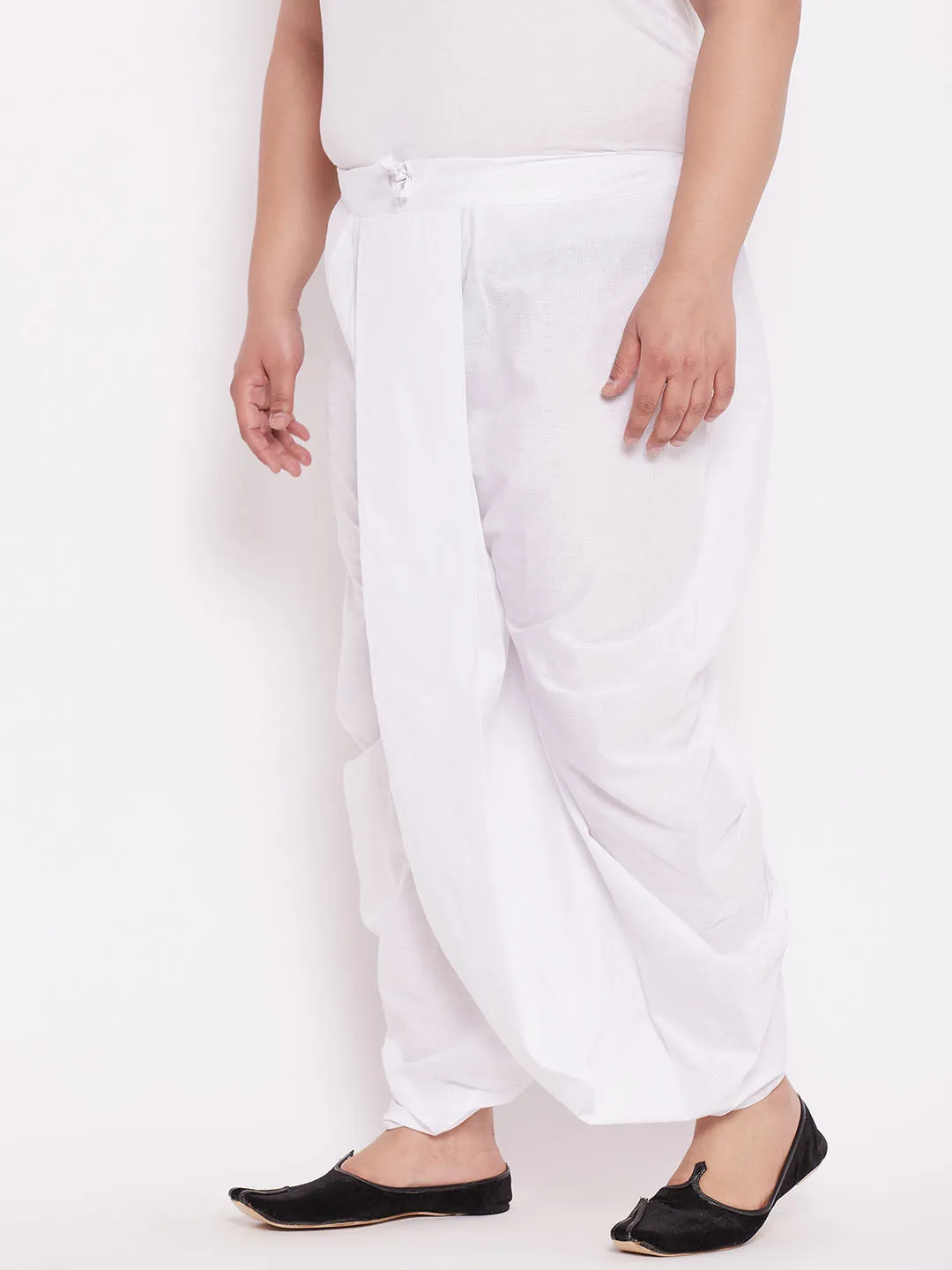 Jashvi Men's Plus Size Pure Cotton White Traditional Dhoti