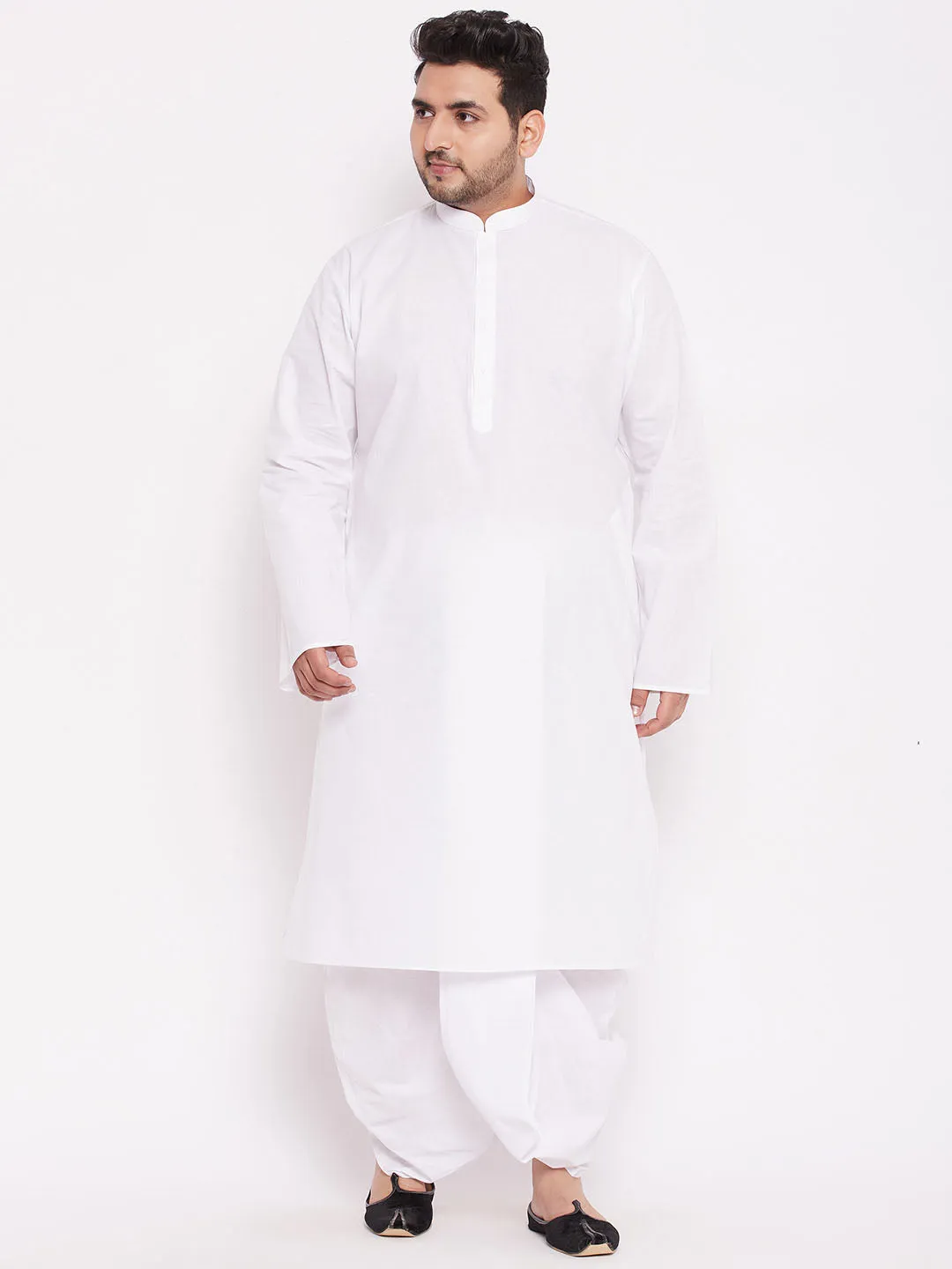 Jashvi Men's Plus Size Pure Cotton White Traditional Dhoti