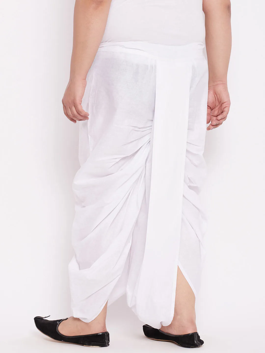 Jashvi Men's Plus Size Pure Cotton White Traditional Dhoti