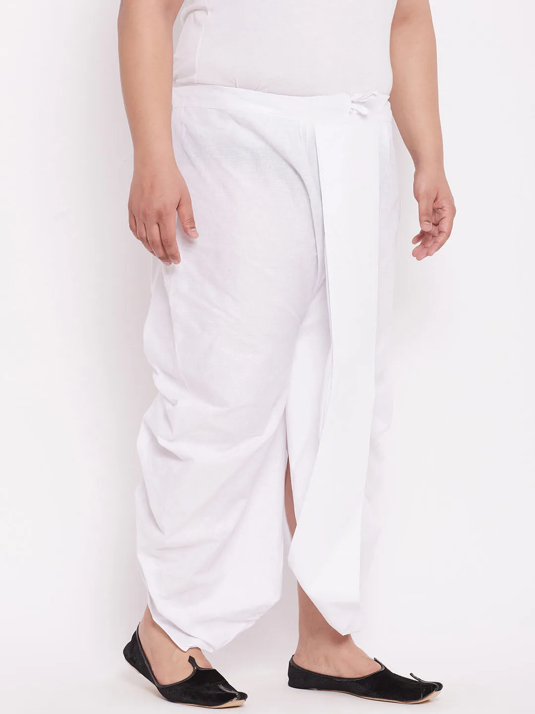 Jashvi Men's Plus Size Pure Cotton White Traditional Dhoti