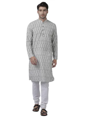 Jashvi Men's White Pure Cotton Kurta and Churidar Set