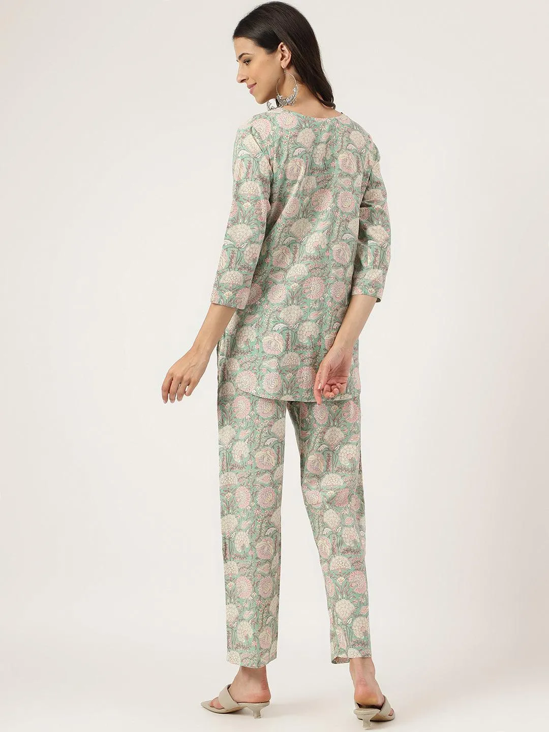 Jashvi Mint Green Printed Loungewear/Nightwear