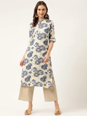 Jashvi Multi Colored Floral Digital Printed Straight Kurta