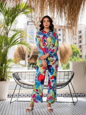 Jashvi Multi Floral Printed Rayon Co-ord set for Women