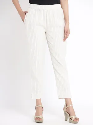 Jashvi Natural Stripe Printed Rayon Slim Fit Pants.