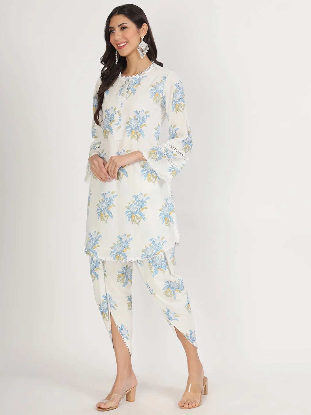 Jashvi off White Floral Print Cotton Co-ord set