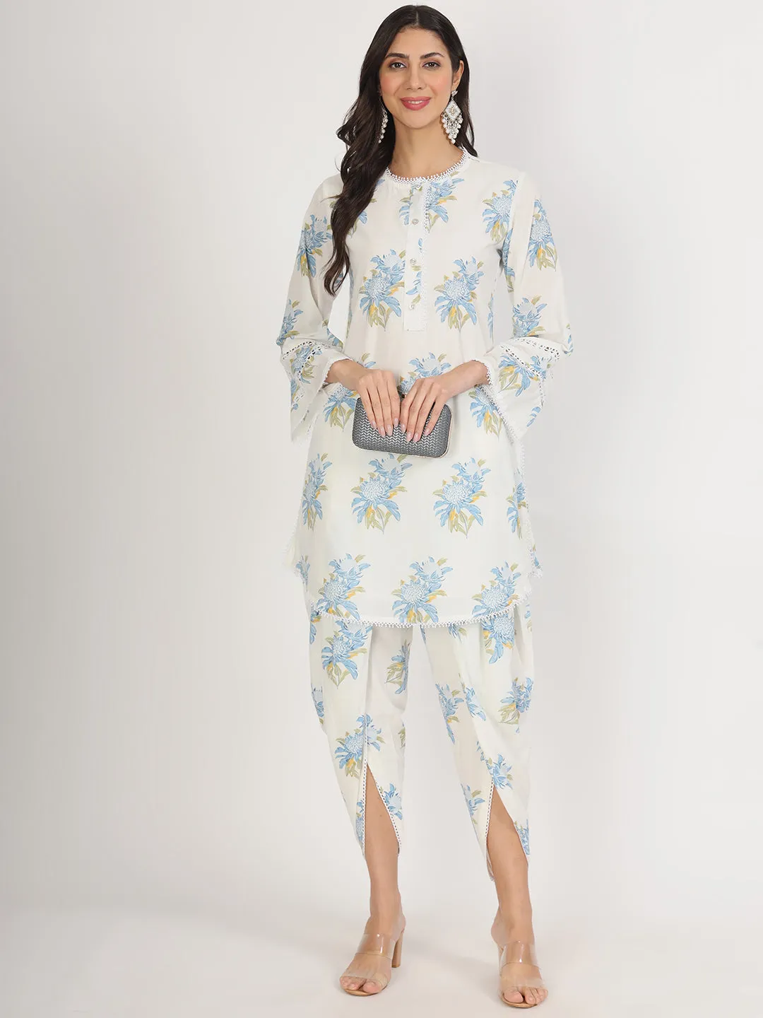 Jashvi off White Floral Print Cotton Co-ord set