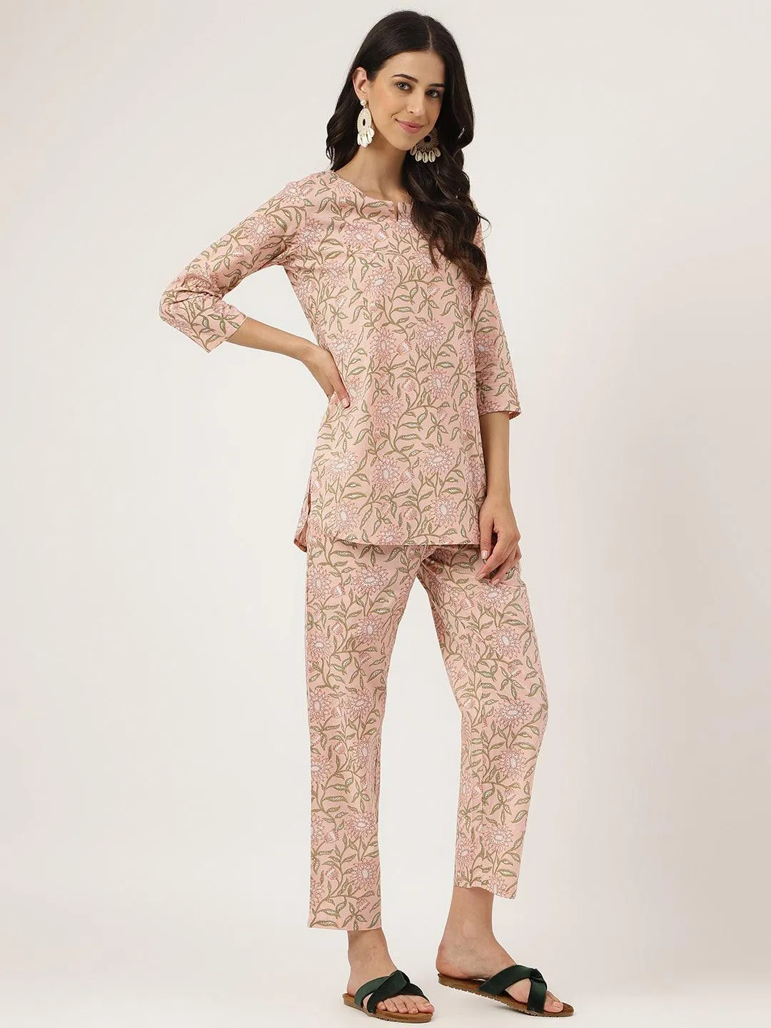 Jashvi Pink Printed Loungewear/Nightwear