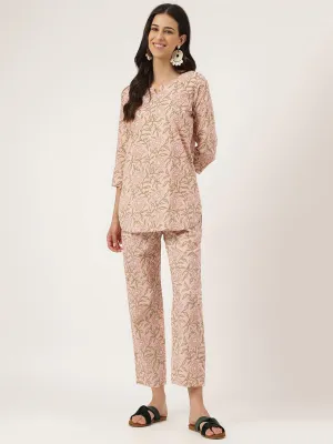 Jashvi Pink Printed Loungewear/Nightwear