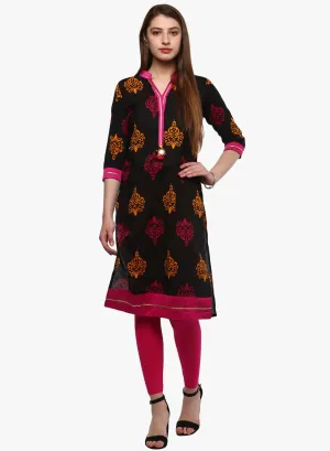 Jashvi Printed Black cotton Kurti