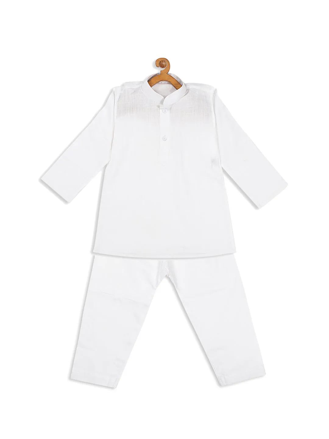 Jashvi SISHU Boy's White Pure Cotton Kurta With Pyjama Set