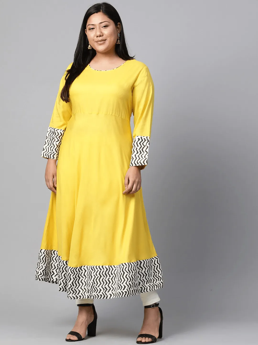 Jashvi Solid Mustard Yellow Rayon Anarkali