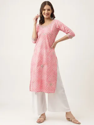 Jashvi Stripe Print with Gota work cotton Straight Kurta