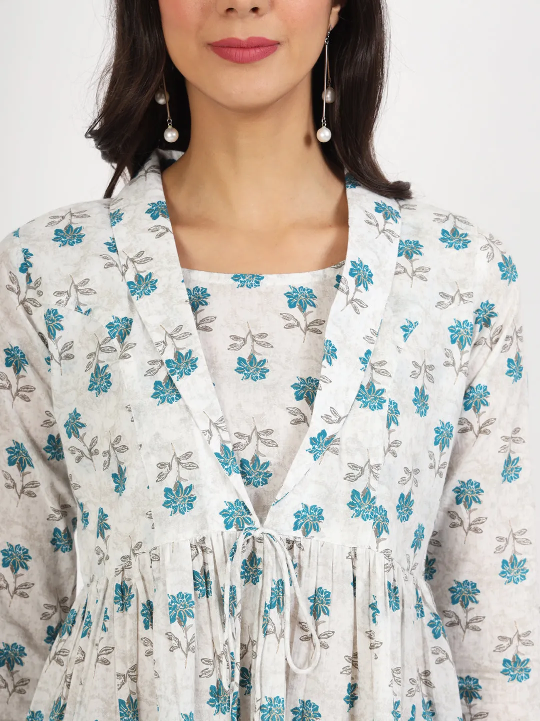 Jashvi White Floral Printed Cotton Top