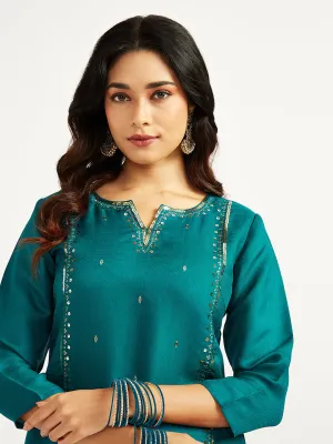 Jashvi Women's Bottle Green Only Kurta