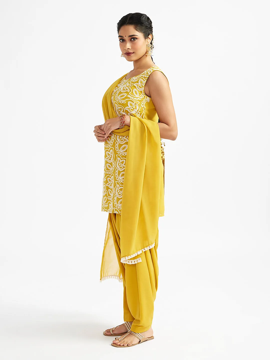 Jashvi Women's Mustard Kurta Patiala Set