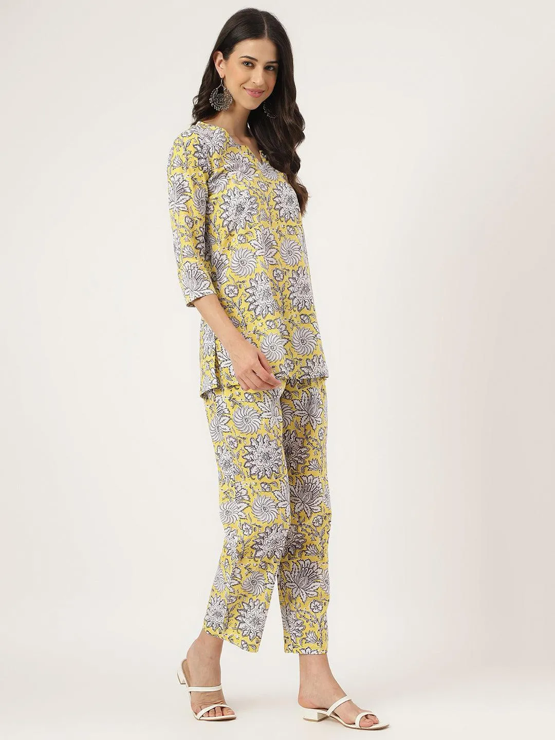 Jashvi Yellow Printed Loungewear/Nightwear