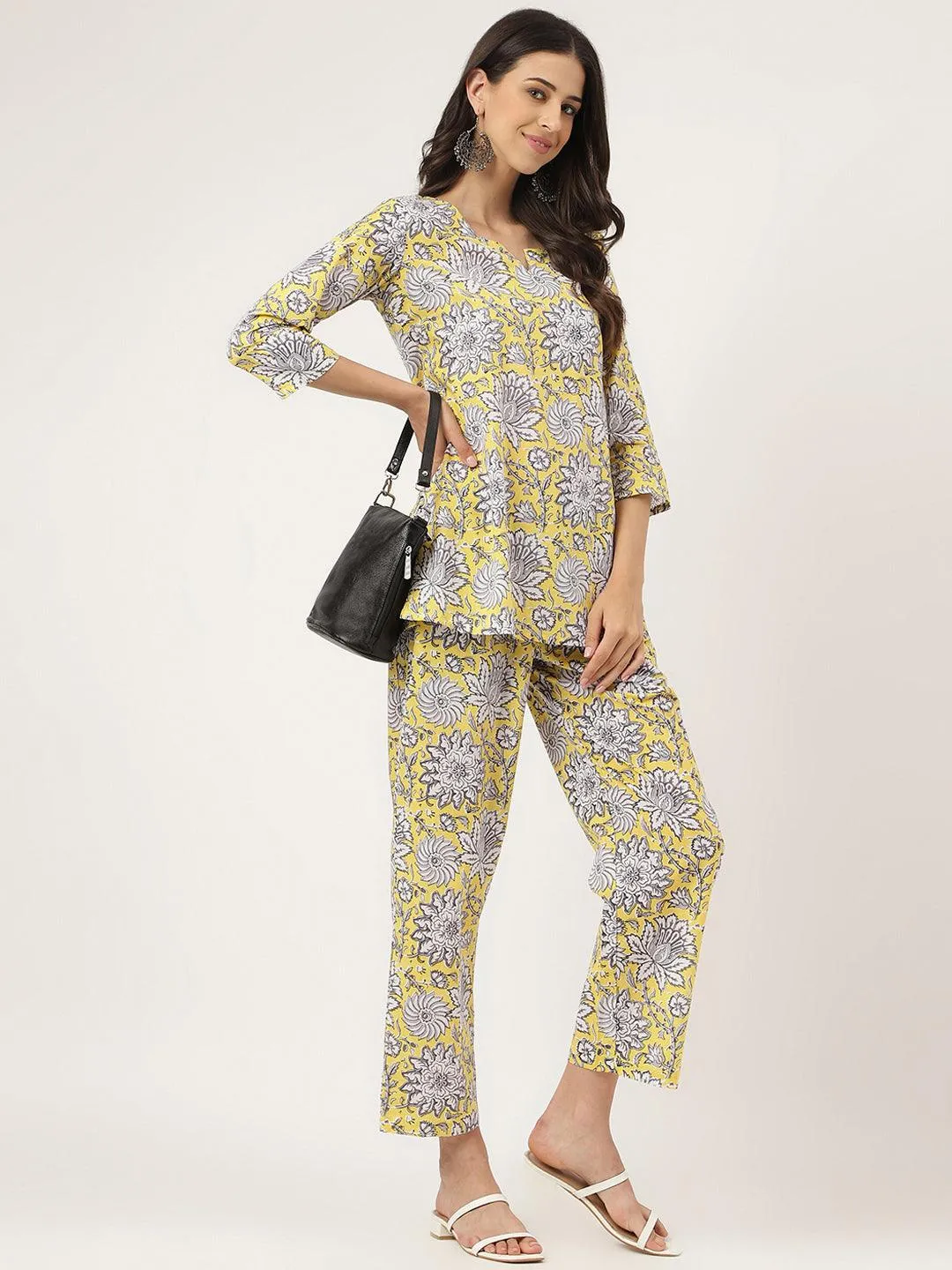 Jashvi Yellow Printed Loungewear/Nightwear