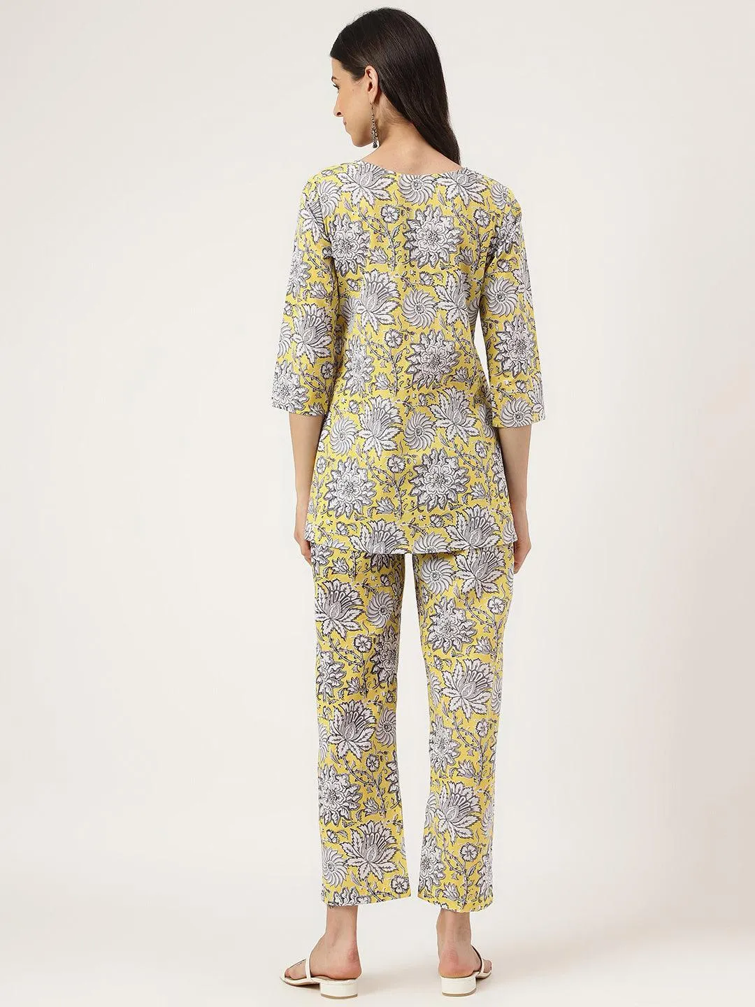 Jashvi Yellow Printed Loungewear/Nightwear