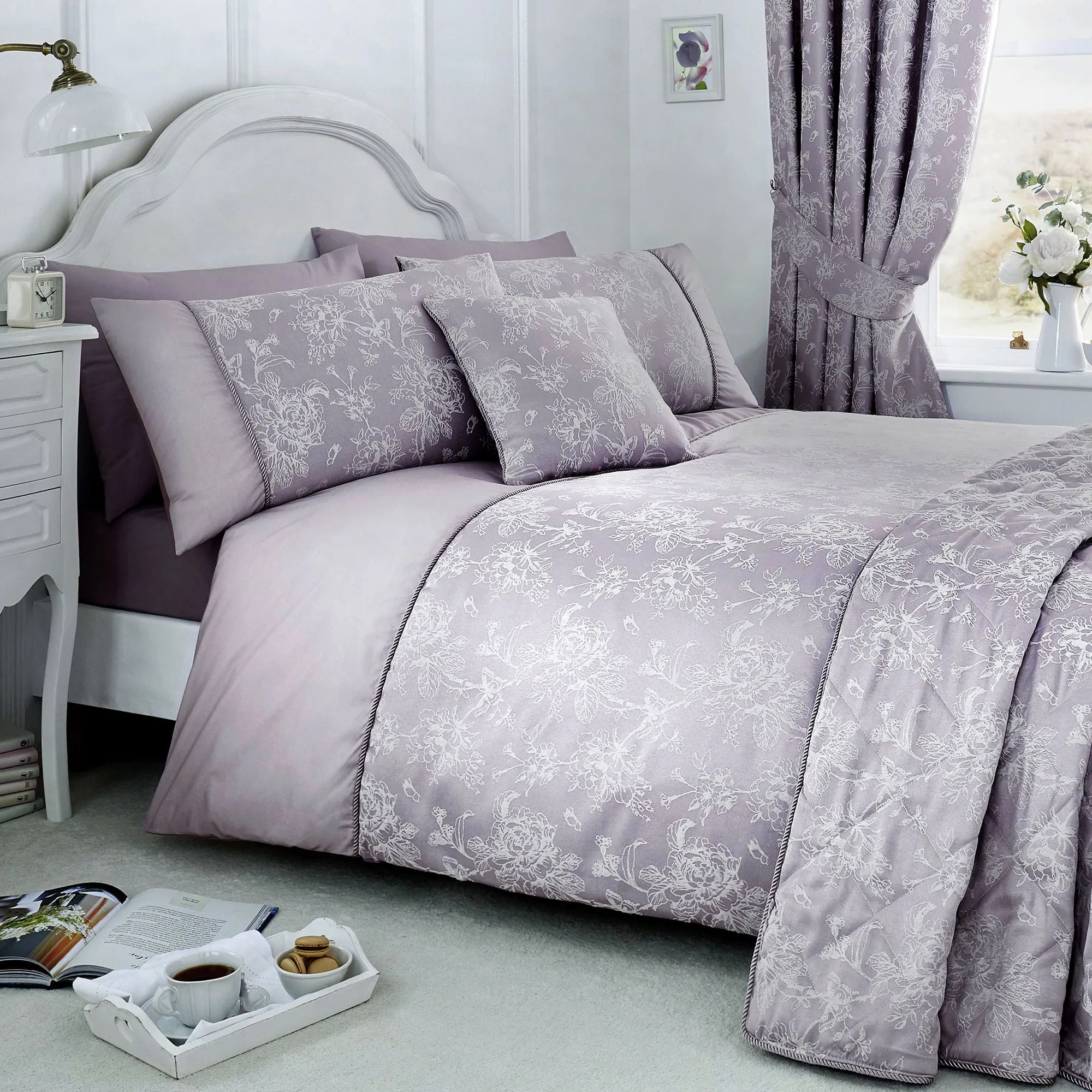 Jasmine Bedspread by Dreams & Drapes Woven in Lavender 240x220cm