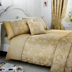 Jasmine Duvet Cover Set by Dreams & Drapes Woven in Champagne