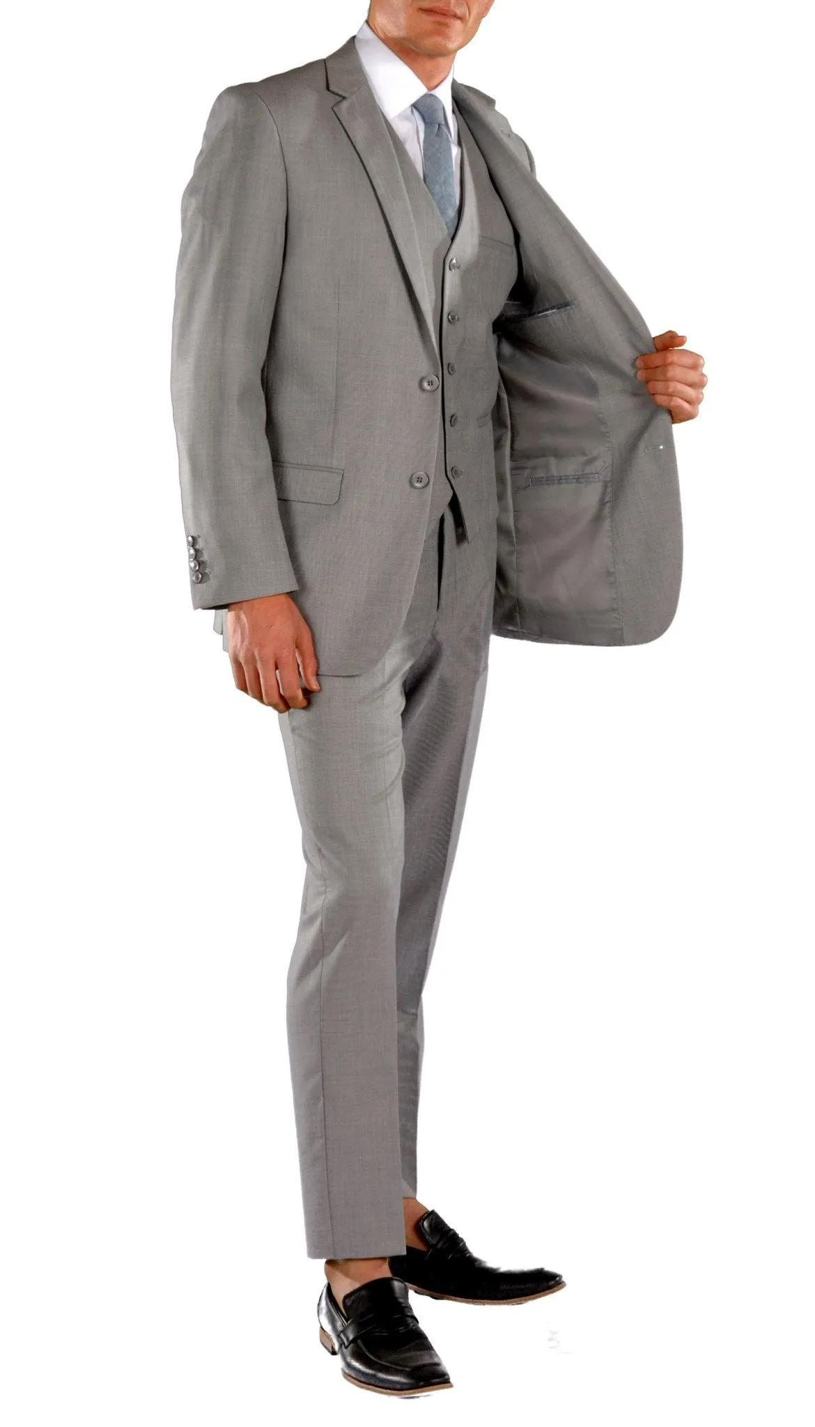 JAX Light Grey Slim Fit 3 Piece Suit