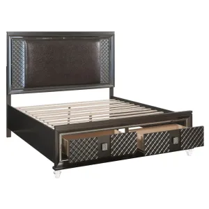 Jay King Bed, Faux Leather & Metallic Gray