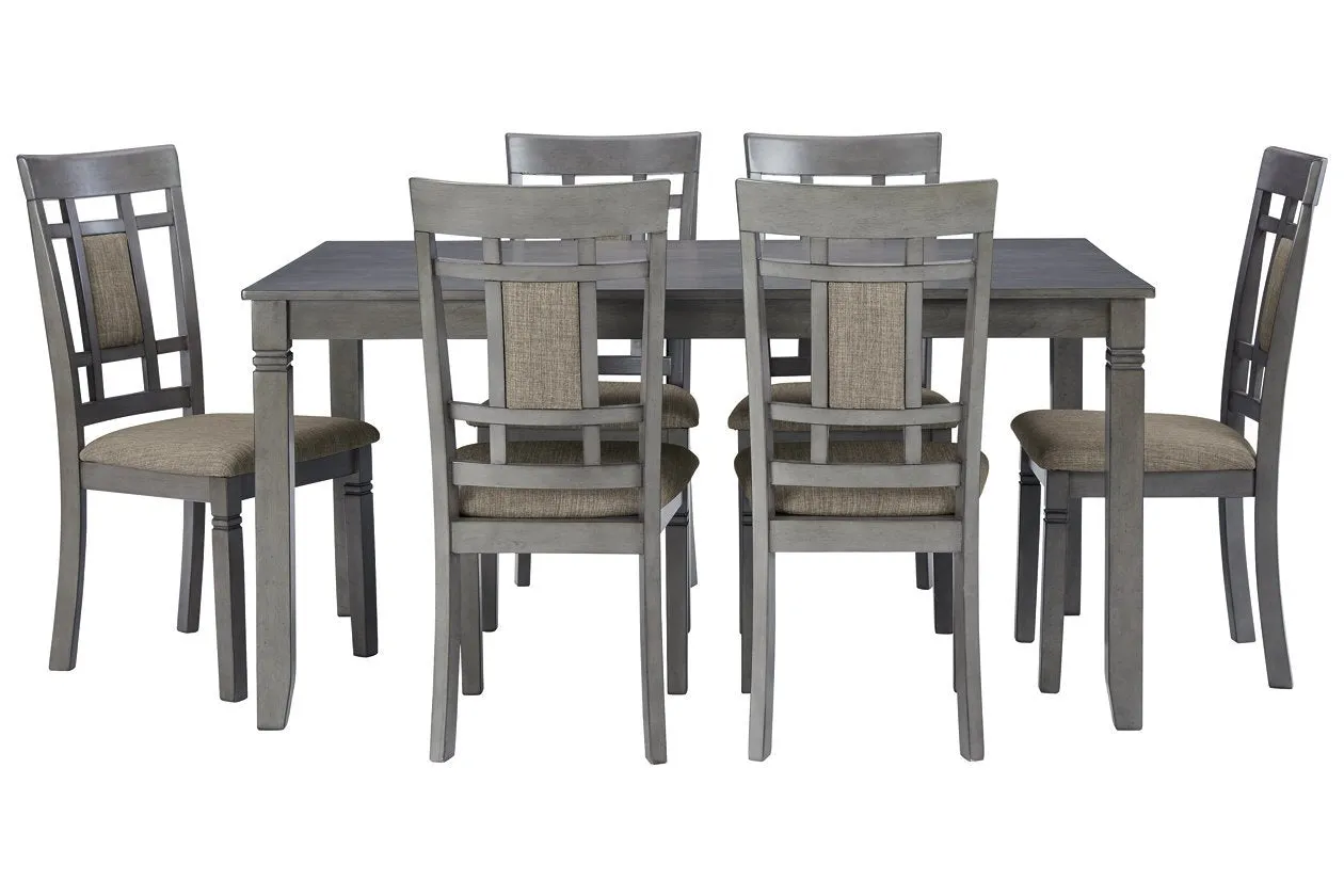 Jayemyer Charcoal Gray Dining Table and Chairs (Set of 7)