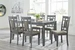 Jayemyer Charcoal Gray Dining Table and Chairs (Set of 7)