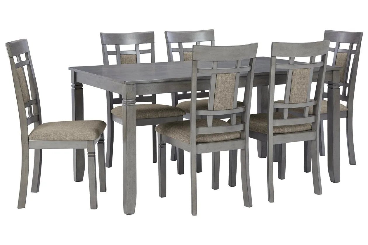 Jayemyer Charcoal Gray Dining Table and Chairs (Set of 7)