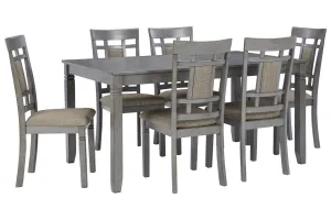 Jayemyer Charcoal Gray Dining Table and Chairs (Set of 7)