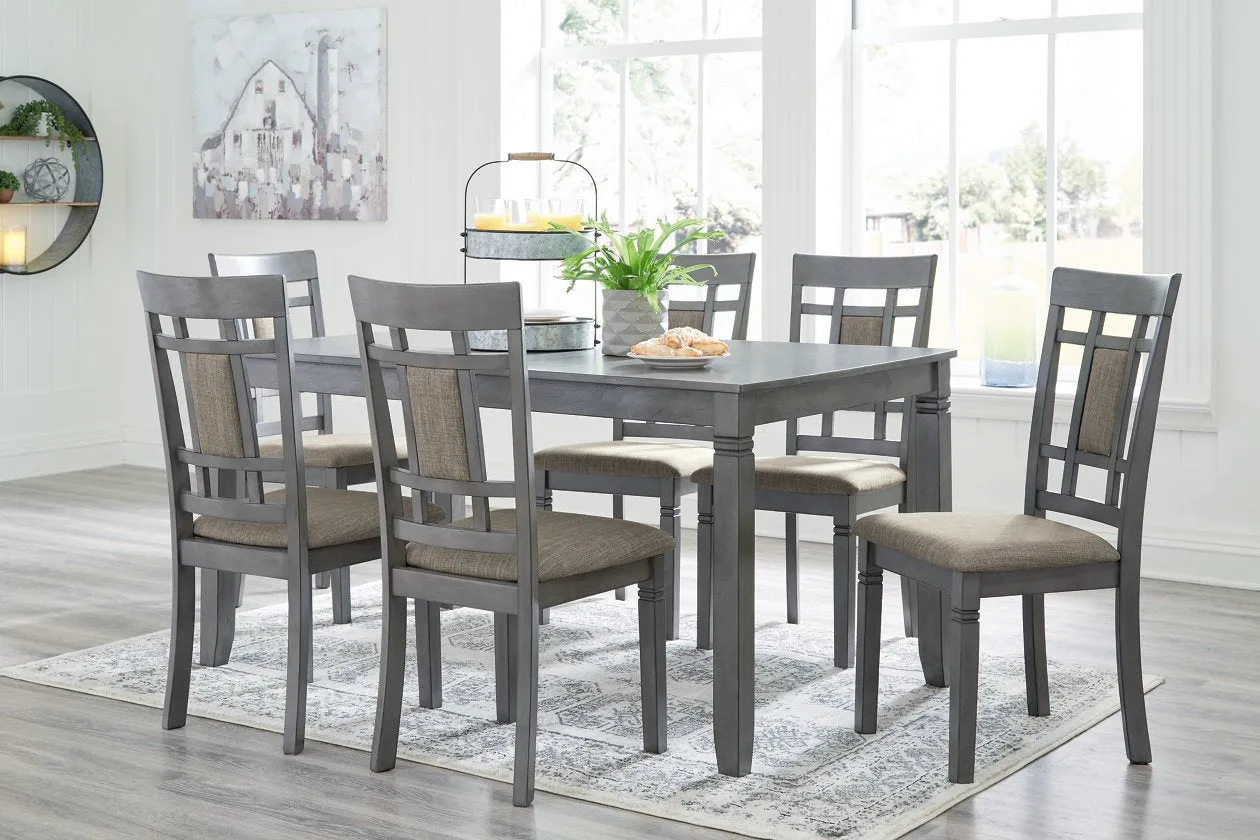 Jayemyer Charcoal Gray Dining Table and Chairs (Set of 7)