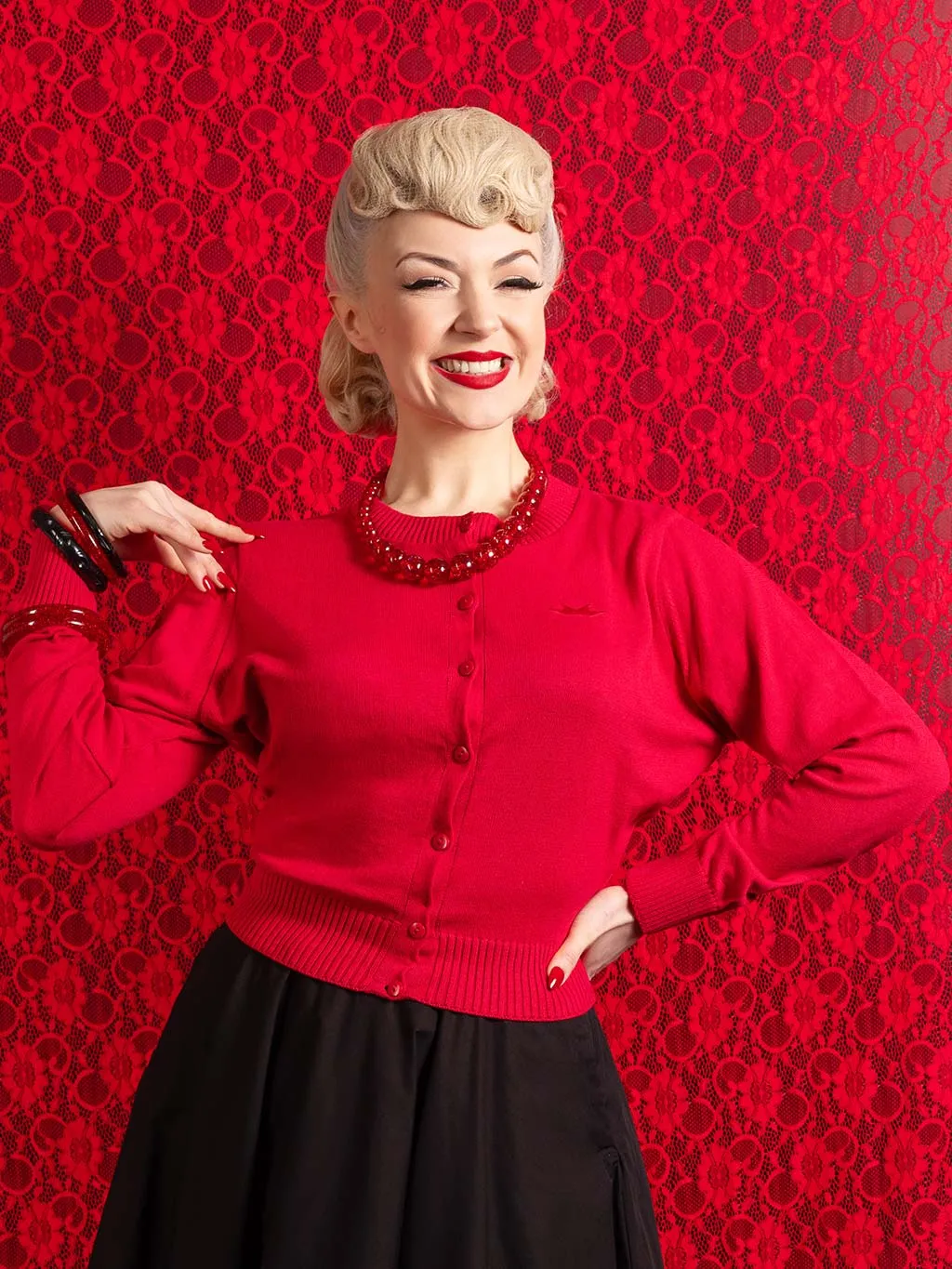 Jayne Red 1950s Cardigan