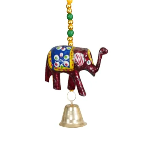 JAYVI CREATIONS Cotton Elephant Wind Chime by, Handcrafted Home Decor from Rajasthan (Pack of 1)