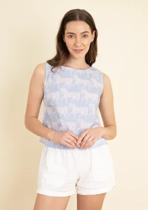 Jazmine Sleeveless Cotton Top | Blossomare Print | Light