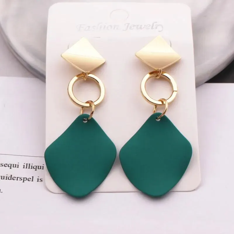 JC - Pendant Earrings for Women: Round and waterdrop geometric metal dangles.