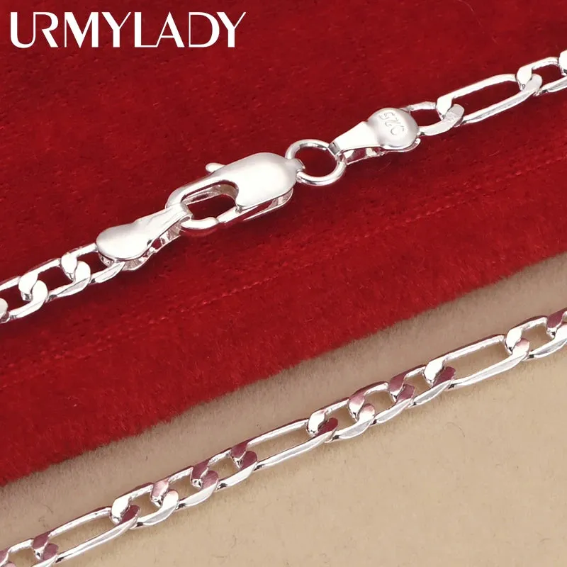 JC - Silver Chain Bracelet & Necklace: Elegant 4mm 925 sterling set, ideal Christmas or wedding gift