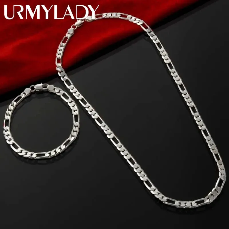 JC - Silver Chain Bracelet & Necklace: Elegant 4mm 925 sterling set, ideal Christmas or wedding gift